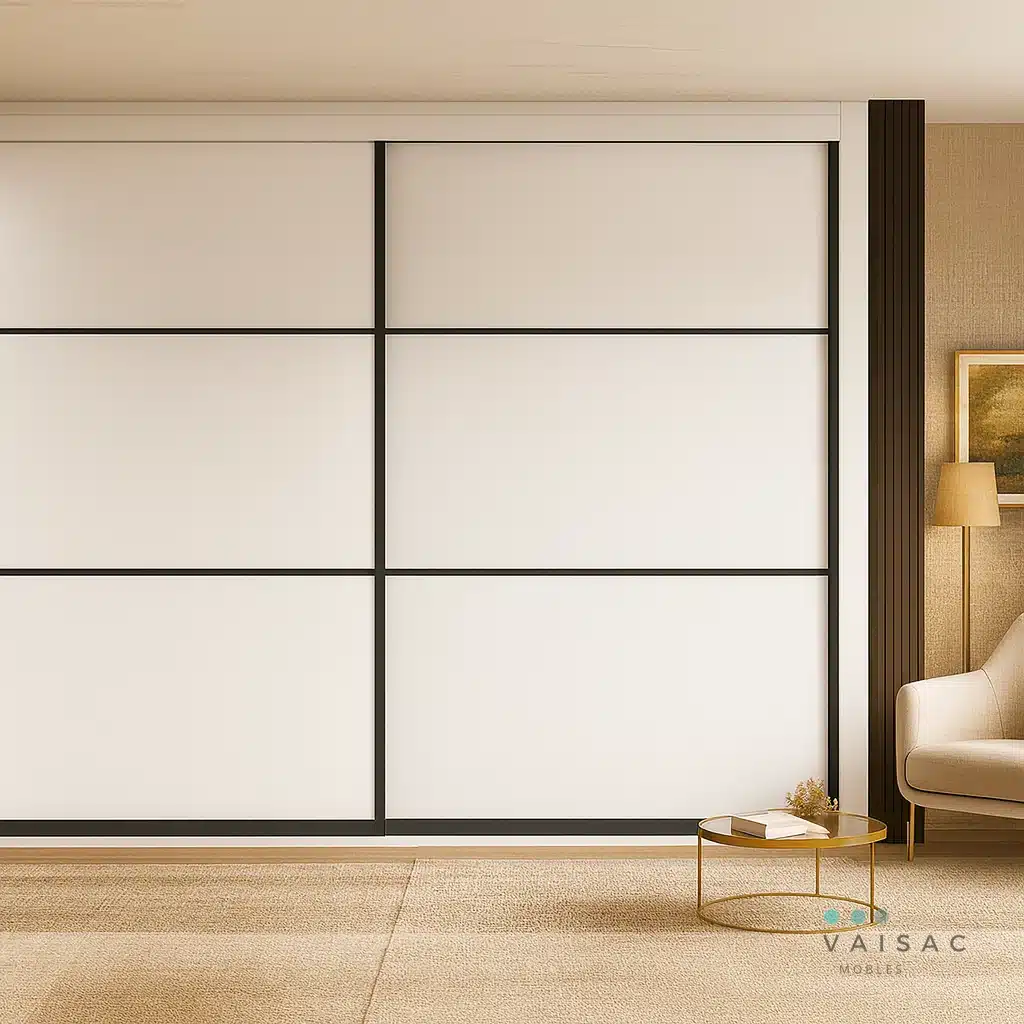 armario correderas moderno blanco perfil negro barcelona vaisac mobles