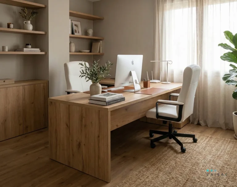 Despacho a medida con mesa de oficina en madera