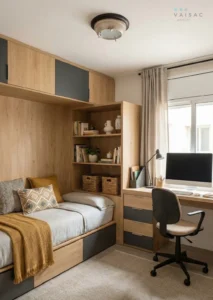 habitacion juvenil madera grafito escritorio vaisac mobles