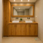 mueble bano dos senos roble tiradores negros vaisac mobles