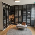 vestidor esquinero armario puertas cristal perfil negro vaisac mobles