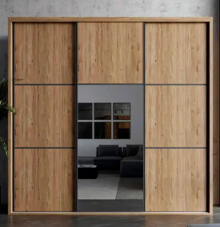 Armario de tres puertas y perfil negro