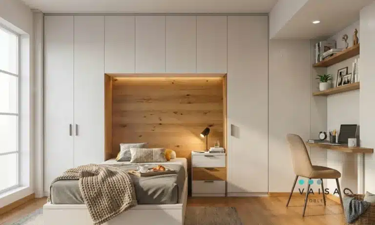 dormitorio juvenil armario puente blanco roble detalle vaisac mobles