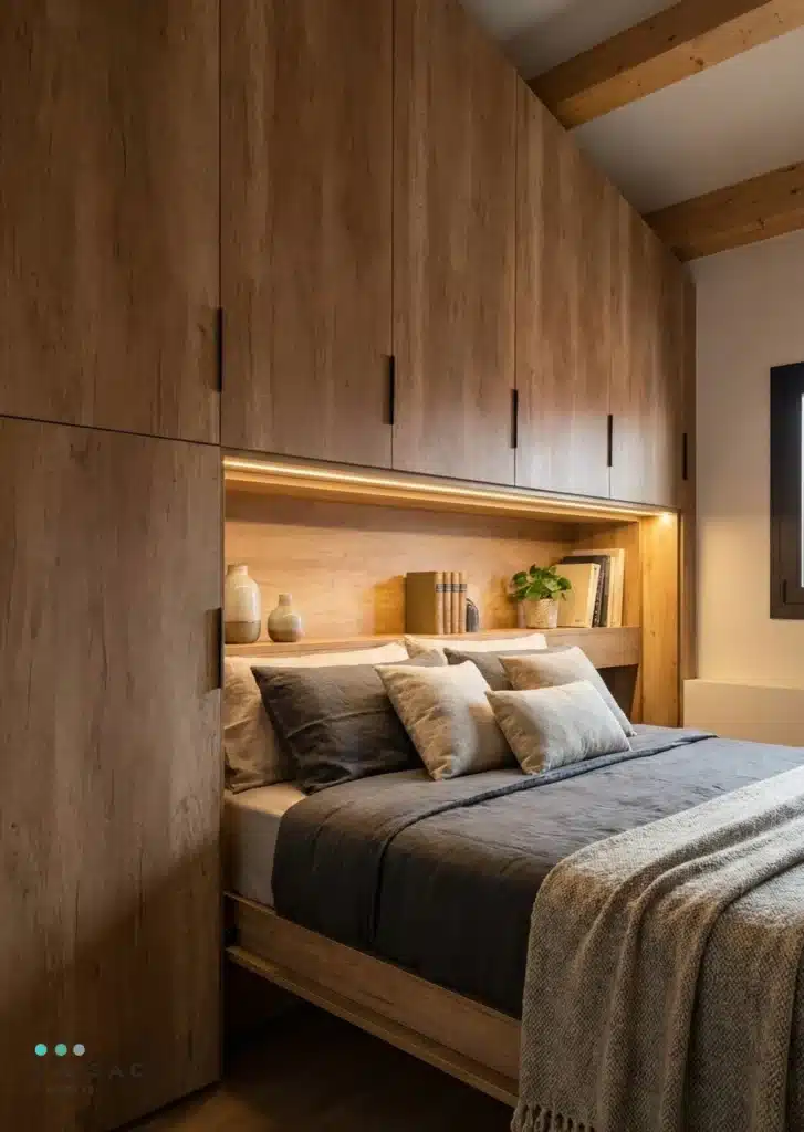 dormitorio matrimonio puente madera natural vaisac mobles