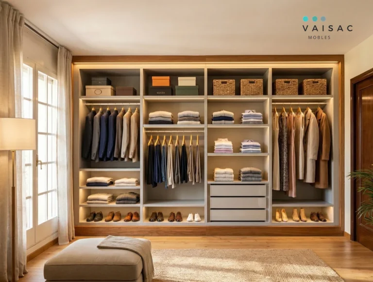 vestidor abierto iluminacion led madera vaisac mobles
